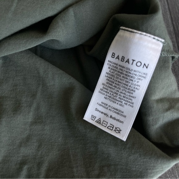 BABATON  Shoulder Pad Cropped Tee in Light Green, Size S - Picture 8 of 9